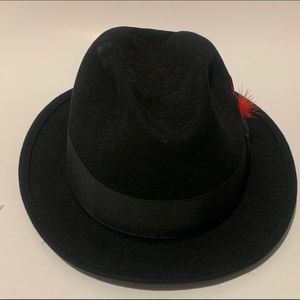 Vintage Stetson Royal FEDORA Gray Hat Fur Felt 7 1/4 Black Band & Feather USA